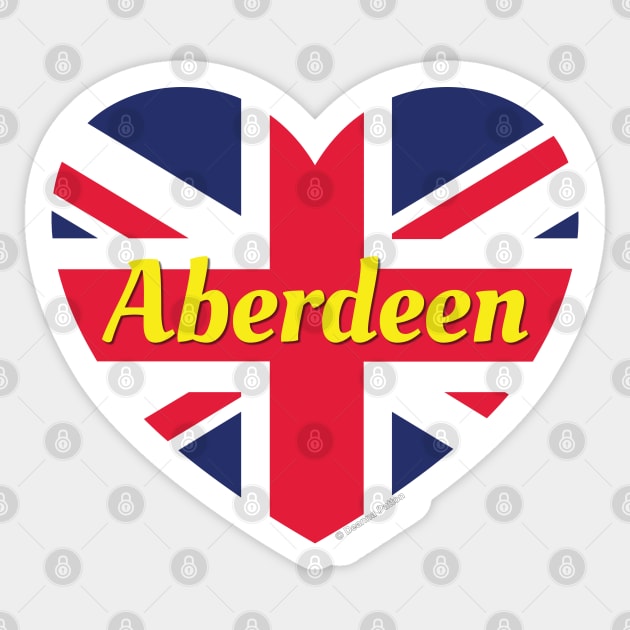 Aberdeen Scotland UK British Flag Heart Sticker by DPattonPD